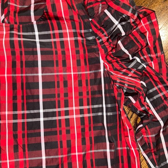 Valentines Day Never Worn Zara Plaid Top Large Blouse - Picture 2 of 5